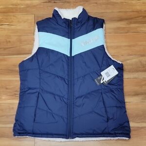 Seattle Kraken NHL Size LARGE Womens  Blue Reversible Faux Fur Full Zip Vest
